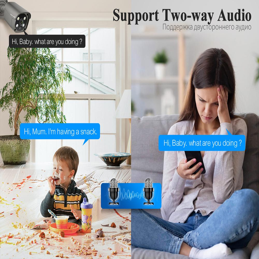 Techage 5-мегапиксельная IP-камера безопасности POE для обнаружения человека на открытом воздухе двухсторонняя аудио-видео камера наблюдения AI IP