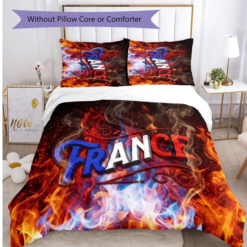 France Football Printed Bedding 3 Piece Set Cozy Breathable Bed Cover Set as Housewarming Holiday Gift
