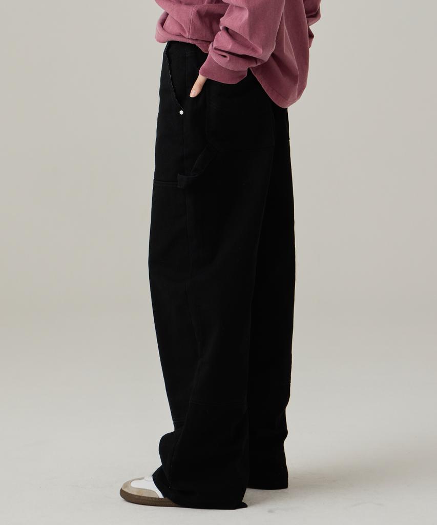 URBANAGE Cotton Carpenter Wide Pants Black