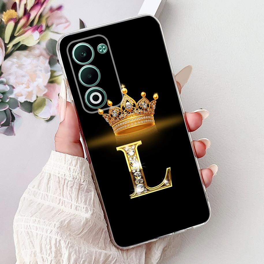 Чехол для OPPO A5 5G 2025 CPH2735 Обложка Роскошная Корона Инициалы Мягкий Прозрачный Силиконовый Задний Чехол Для Чехла Телефона OPPOA5 5G 2025