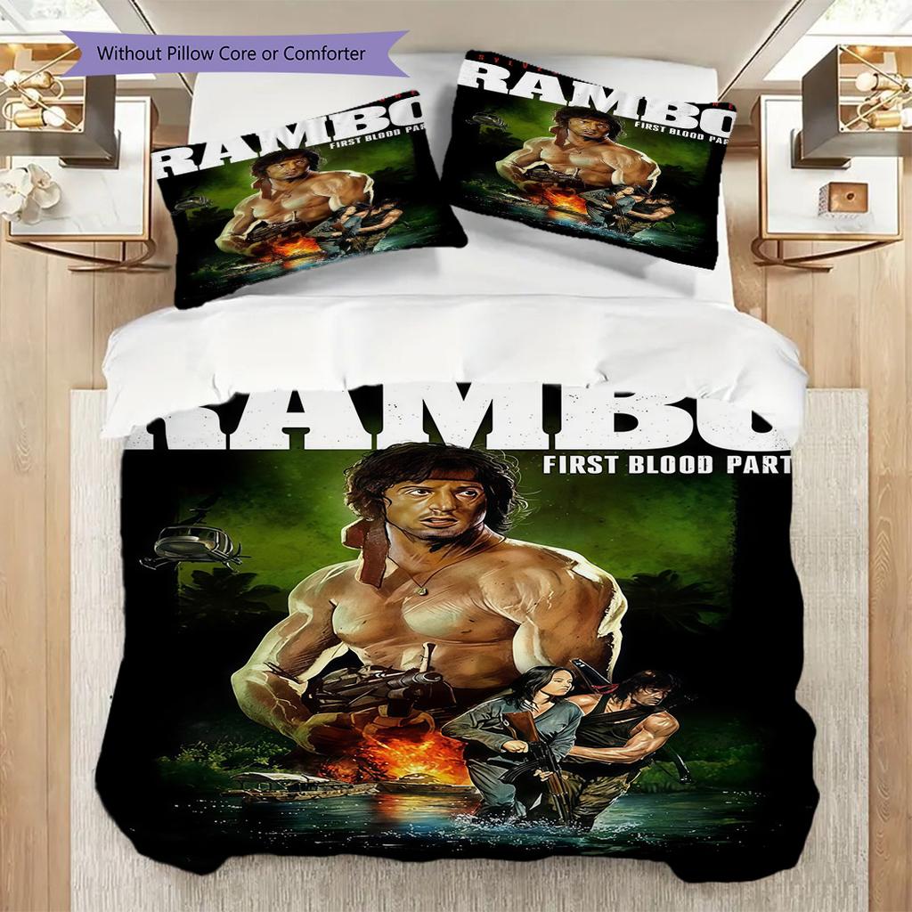 Rambo First Blood Part Ii Threepiece Set 1 Duvet Cover 2 Pillowcase Without Core Duvet Cover And Pillowcase Bedding Set Soft And Comfortable