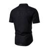 Мужская рубашка сплошной цвет Slim Fit воротник-стойка с короткими рукавами мягкий легкий пуловер на пуговицах
