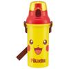 Children's Plastic Water Bottle, Silver Ion Ag+ Antibacterial, Pikachu Face 21, Pokemon Design, 480ml, PSB5SANAG