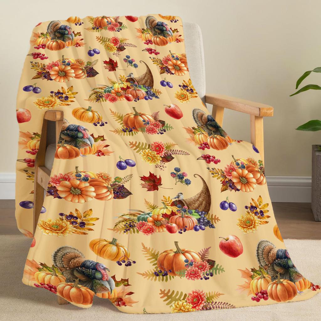 Осеннее одеяло-плед на День Благодарения, одеяло из фланели с принтом кленового листа и тыквы, супермягкое, уютное одеяло для сна, идеальный домашний подарок для нее