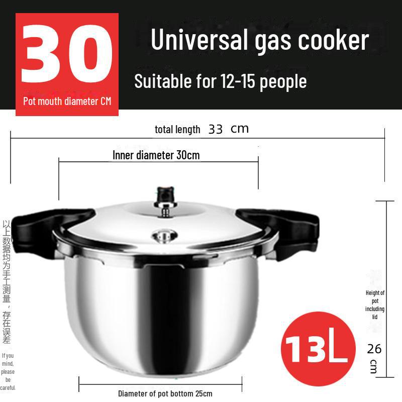 Durable 304 Stainless Steel Pressure Cooker for Gas, Open Flame, and Induction Cooktops