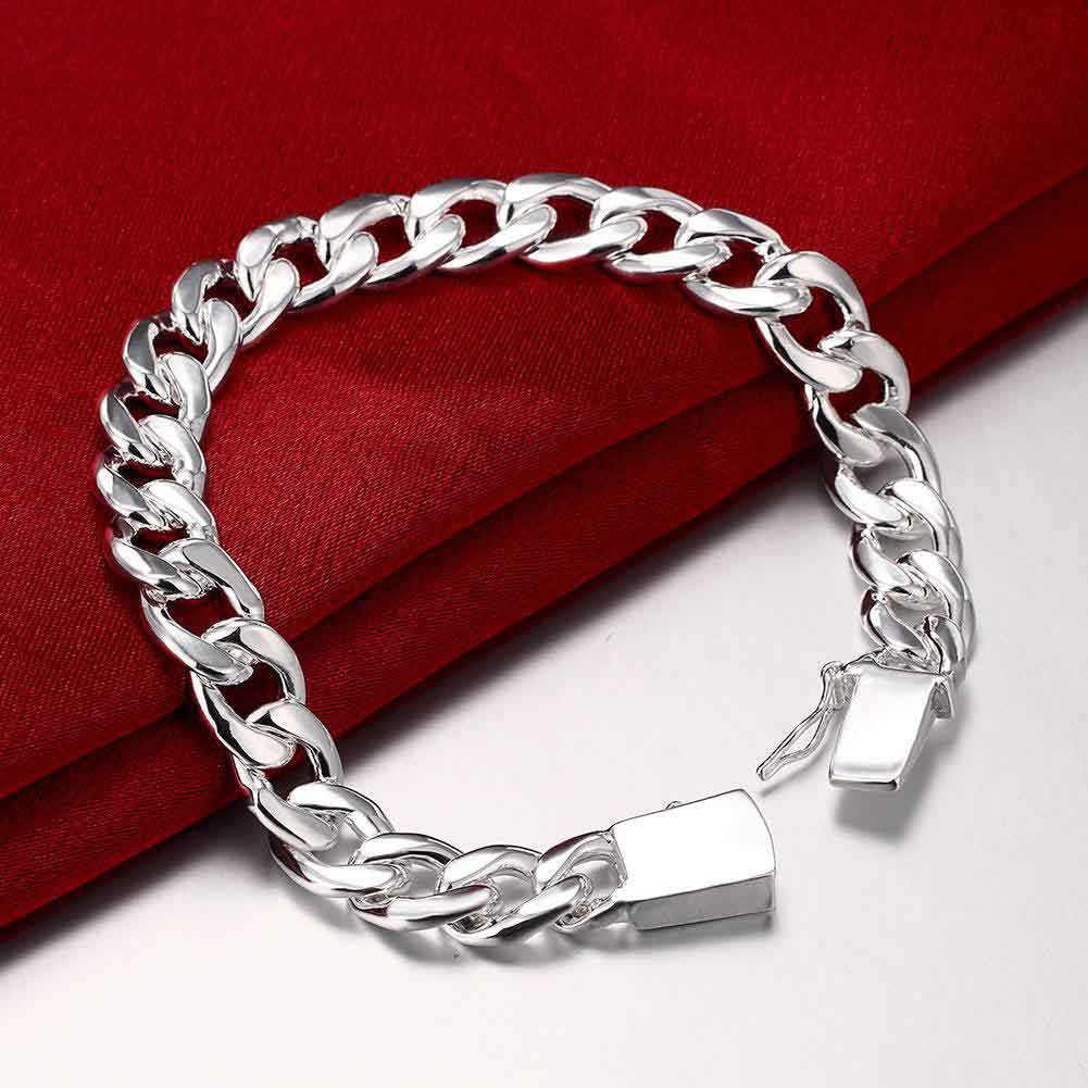 10mm Side Chain Bracelet 925 Sterling Silver Fashion Jewelry