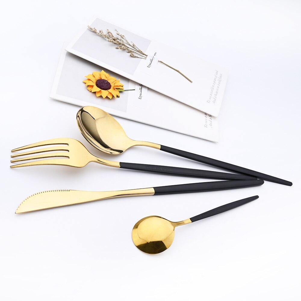 Purple Stainless Steel Cutlery Set 24pc For 6 Flatware Knife Fork Coffee Spoons Tableware Suit Household Kitchen Dinnerware Set