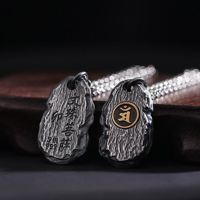 Patron Saint Buddha Pendant Male Jewelry Top Quality 925 Silver Chain Necklace For Men Retro Zodiac Wishing Stone For Boyfriend