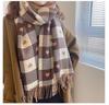 Women's Autumn Winter Sweet Scarf Korean Style Plaid Small Love Pattern Christmas Warm Vintage Warm Scarf