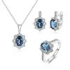 Серебро 925 пробы Классический дизайн Натуральный лондонский голубой топаз драгоценный камень Серьги Кольцо кулон ожерелье изящные ювелирные изделия для женщин Изысканный подарок