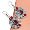 Mozambique Garnet Gemstone Unisex Women's Silver Jewelry Earring 1.5''