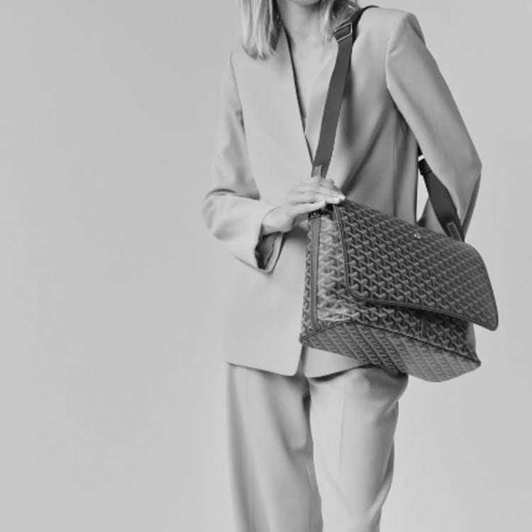 Goyard Канвасная сумка-мессенджер с кожаными вставками CAPETIEN, сумка через плечо, кросс-боди, средняя, унисекс, черная CAPETIMMLTY-01CG01P