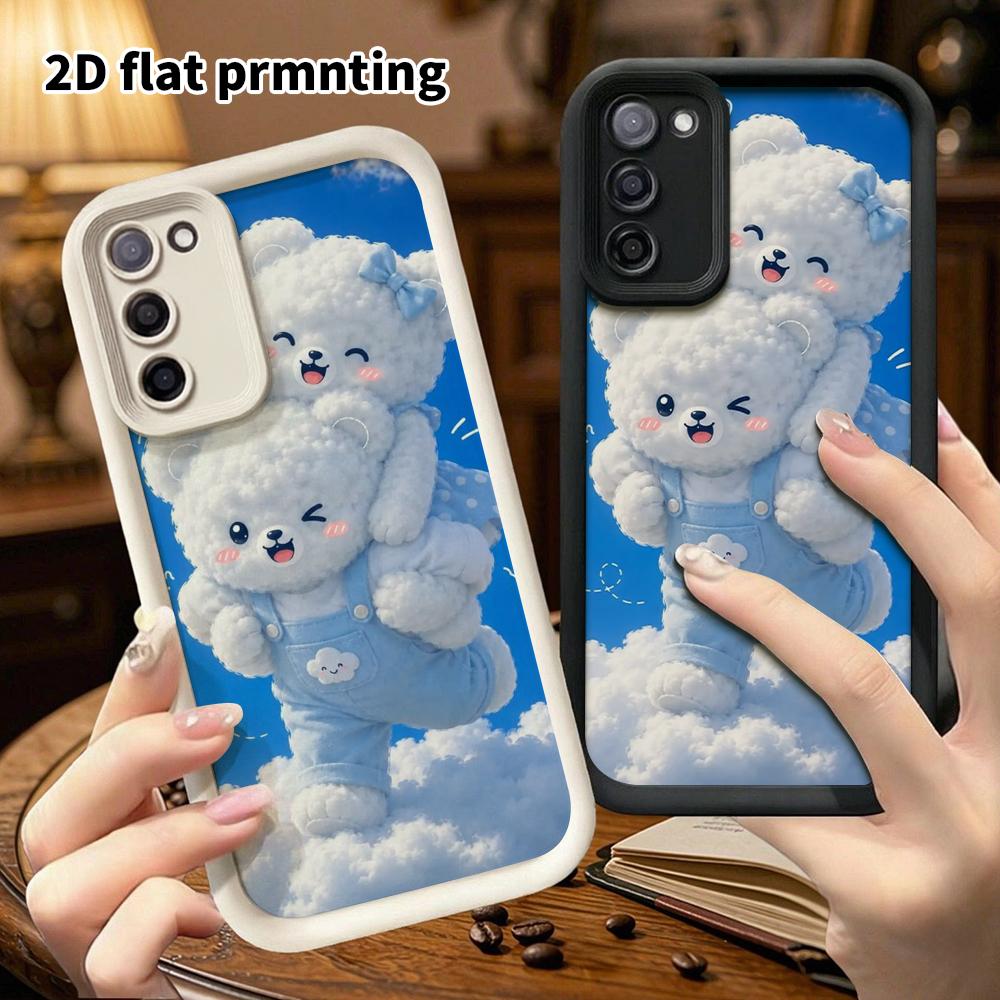Phone case: 2D flat Samsung Galaxy A34 A35 M05 M06 S20 S22 S21 FE Plus 5G protective case, double little white bears, perfect Christmas and Halloween