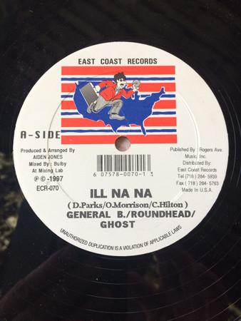 12-дюймовая пластинка GENERAL B / ROUND HEAD / GHOST, ANT - Ill Na Na / Never Weary Yet ECR070 East Coast Reco 1997 США Регги, Ска и Даб Б/у