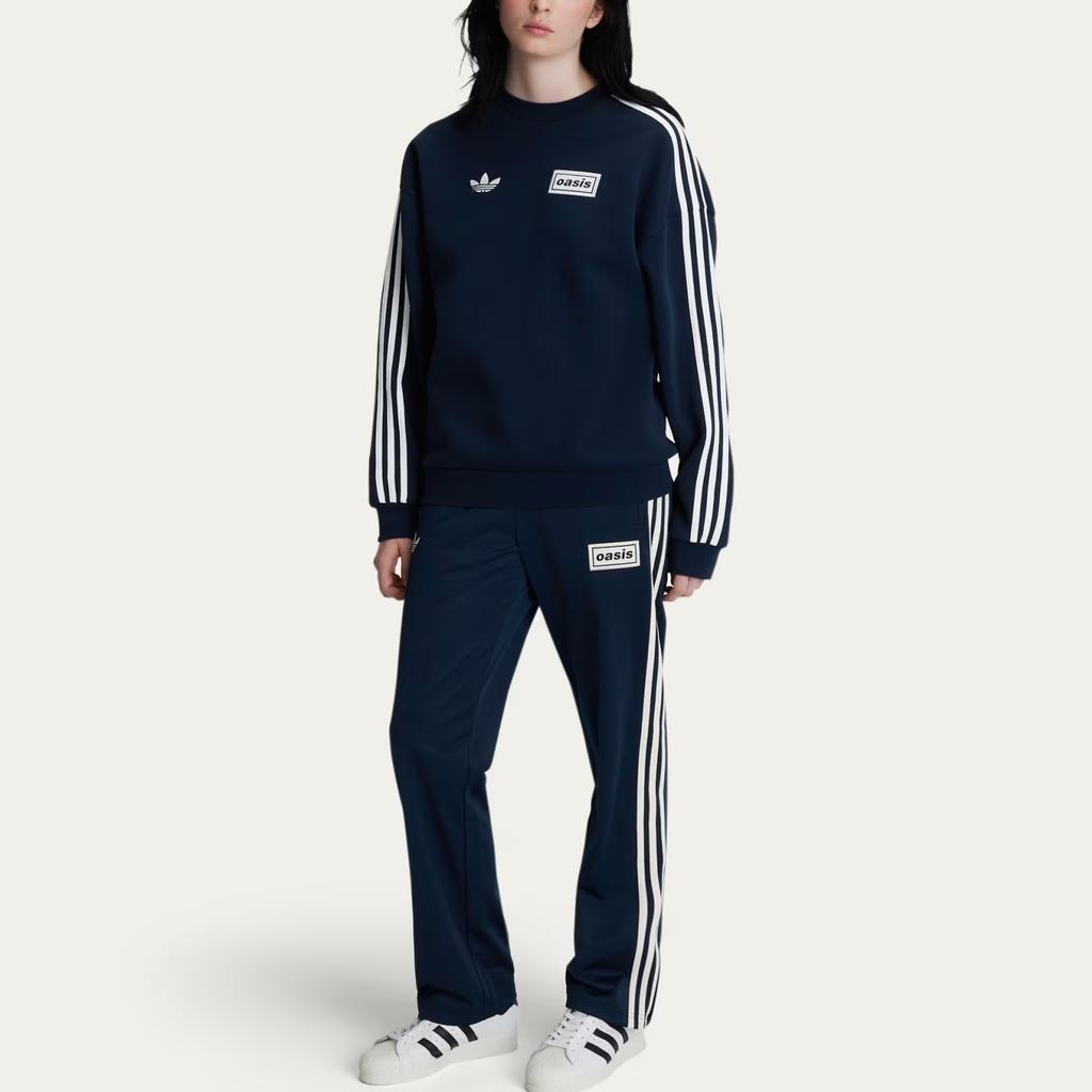 Adidas Originals X Oasis Collaboration 3-Stripes SS25 Fashion Round Neck Pullover Loose Long Sleeve Sweatshirt Unisex sweatshirt KT-3453