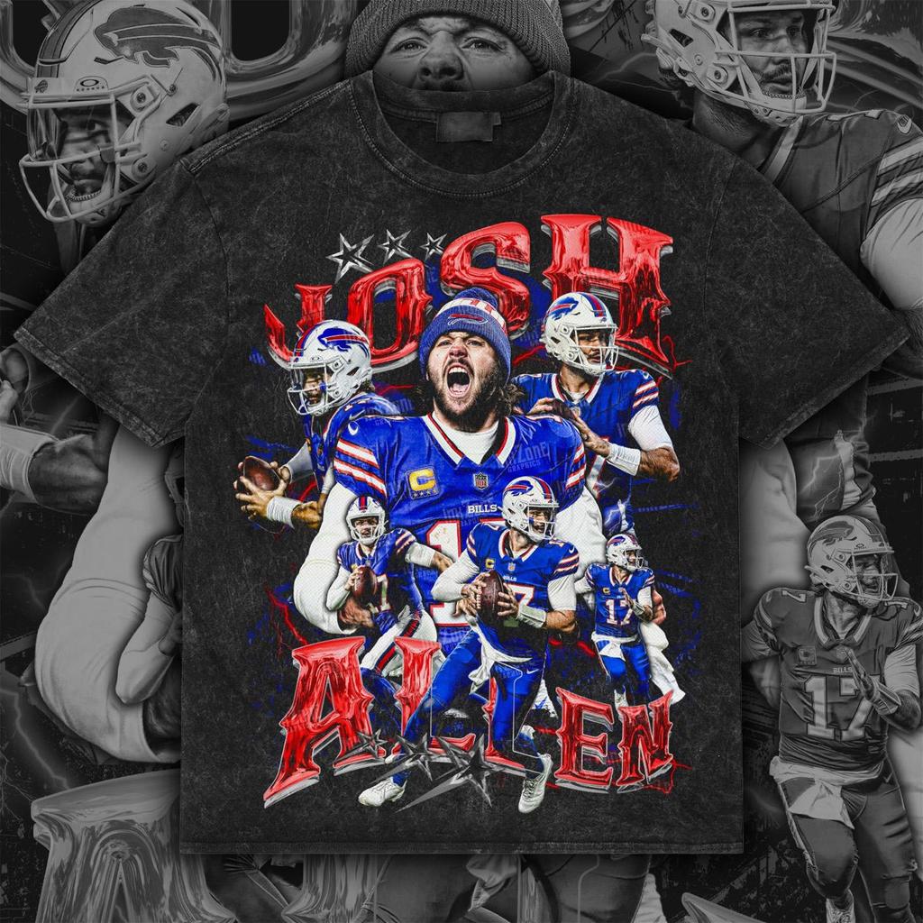 Josh Allen Retro Design Tee | Vintage Football PNG | Digital Download | Front Artwork | 300 DPI | with Halftone File | Ready to Print