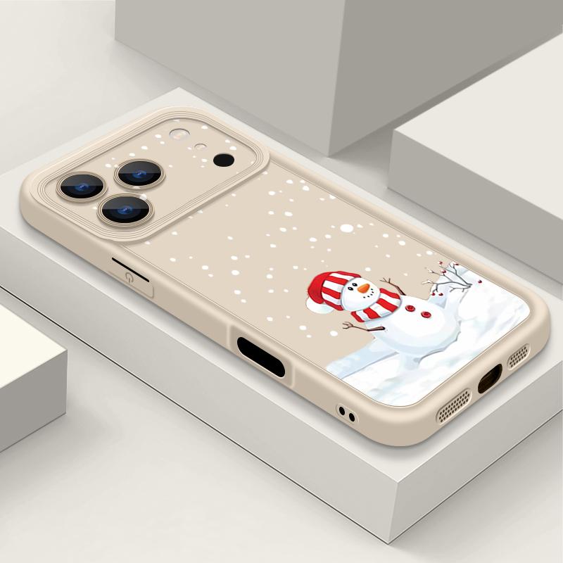 Рождественский Снеговик Мягкий ТПУ Чехол для Телефона Для iPhone Air 16e 17 16 15 14 Pro Max 13 12 Pro 15 16 14 Plus Ударопрочная Силиконовая Накладка