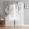 Tree Leaves White Sheer Curtains for Living Room Transparent Tulle Window Treatments Bedroom Kitchen Home Decor Veil Drapes