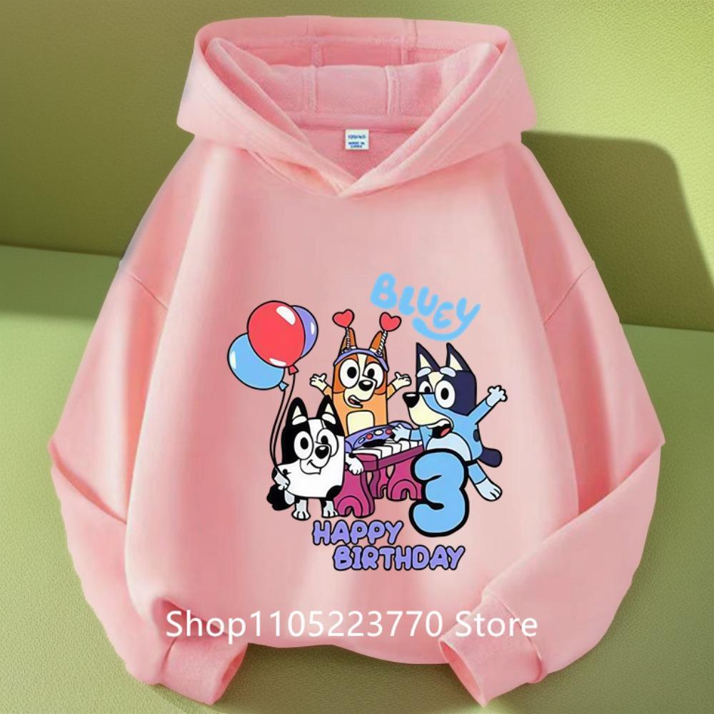 Детская толстовка с капюшоном Bluey Осень Зима Теплая Мягкая Пуловер Удобная Одежда для Игр для Мальчиков Девочек