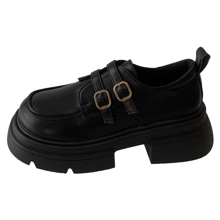 2025 Spring Women's British-Style Mary Jane Leather Loafers: Comfortable, Versatile, Thick-Soled