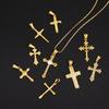 Non Tarnish 14k 18k Gold Plated 316L Stainless Steel Pendant Christian Cross Charms for Necklace Bracelet Jewelry Making