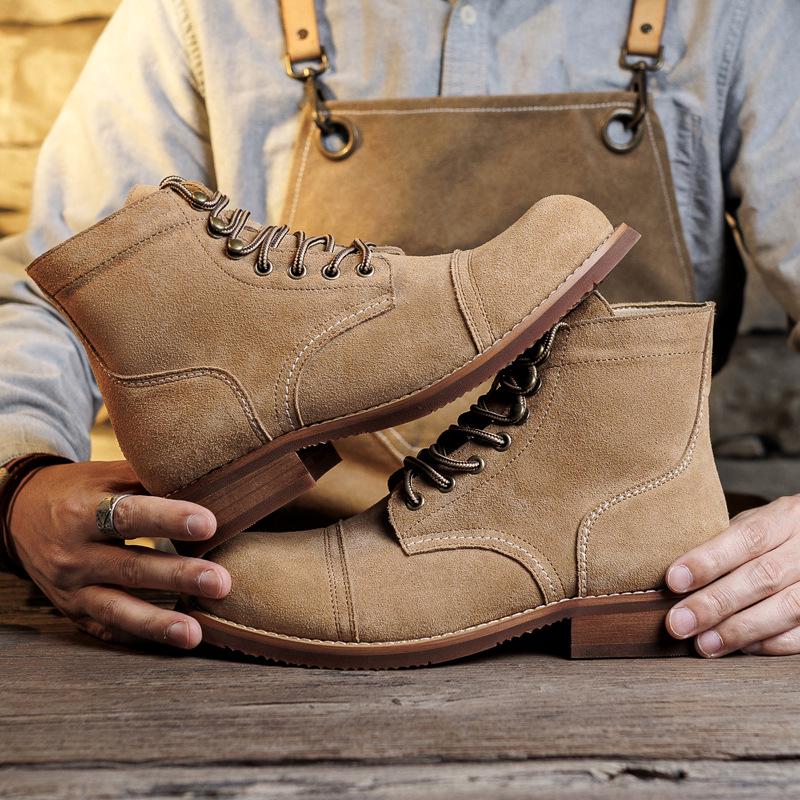 8111 Suede Martin Retro Ankle Boots - Men's Genuine Leather Work & Paratrooper Boots (Cowhide 8083)