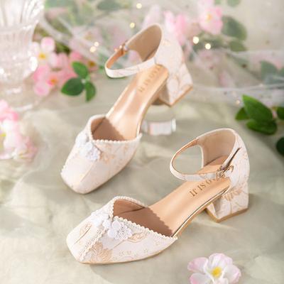 Туфли Мэри Джейн женские летние квадратные на толстом каблуке в стиле ретро на каждый день универсальные босоножки с дисковой пряжкой на высоком каблуке туфли-ципао