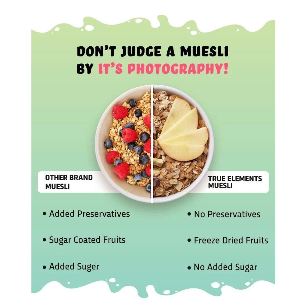 True Elements Muesli No Added Sugar 400gm For Weight Management & Digestion