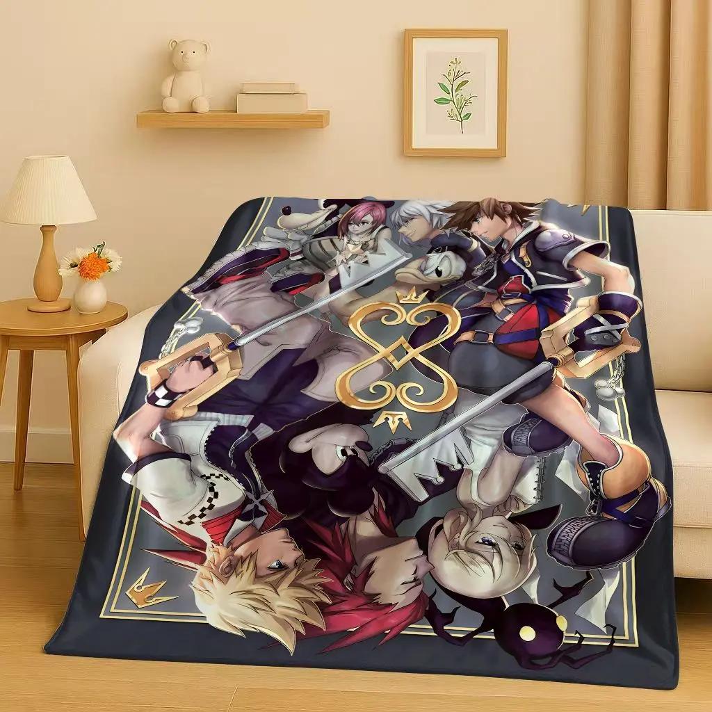 3D Kingdom Hearts Cartoon Game Mickey Flannel Blanket,Soft Plush Throw for Home Bedroom Bed Sofa Cover Christmas Gift