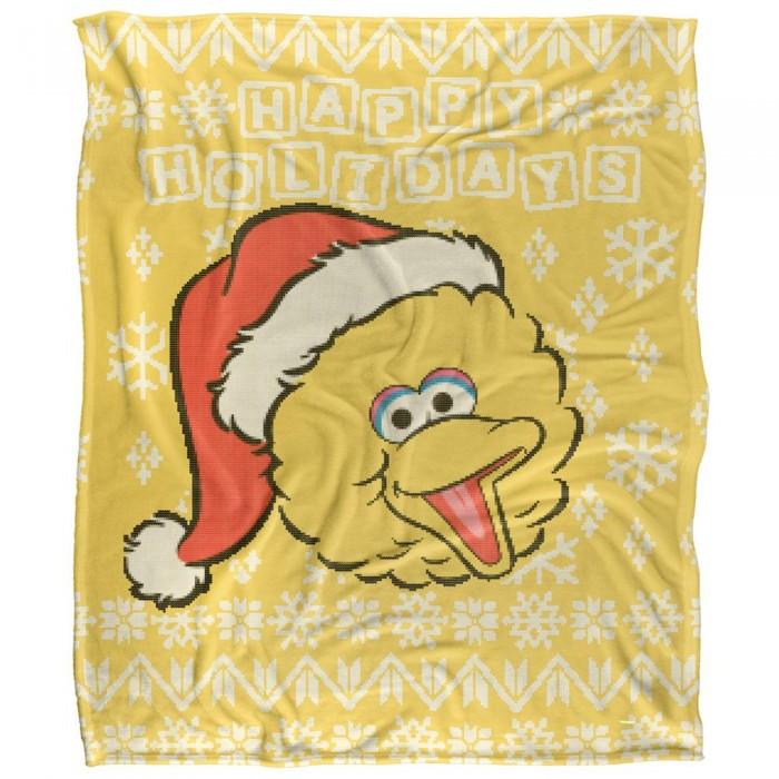 Sesame Street Silky Christmas Sweater Big Bird Supersoft Blanket