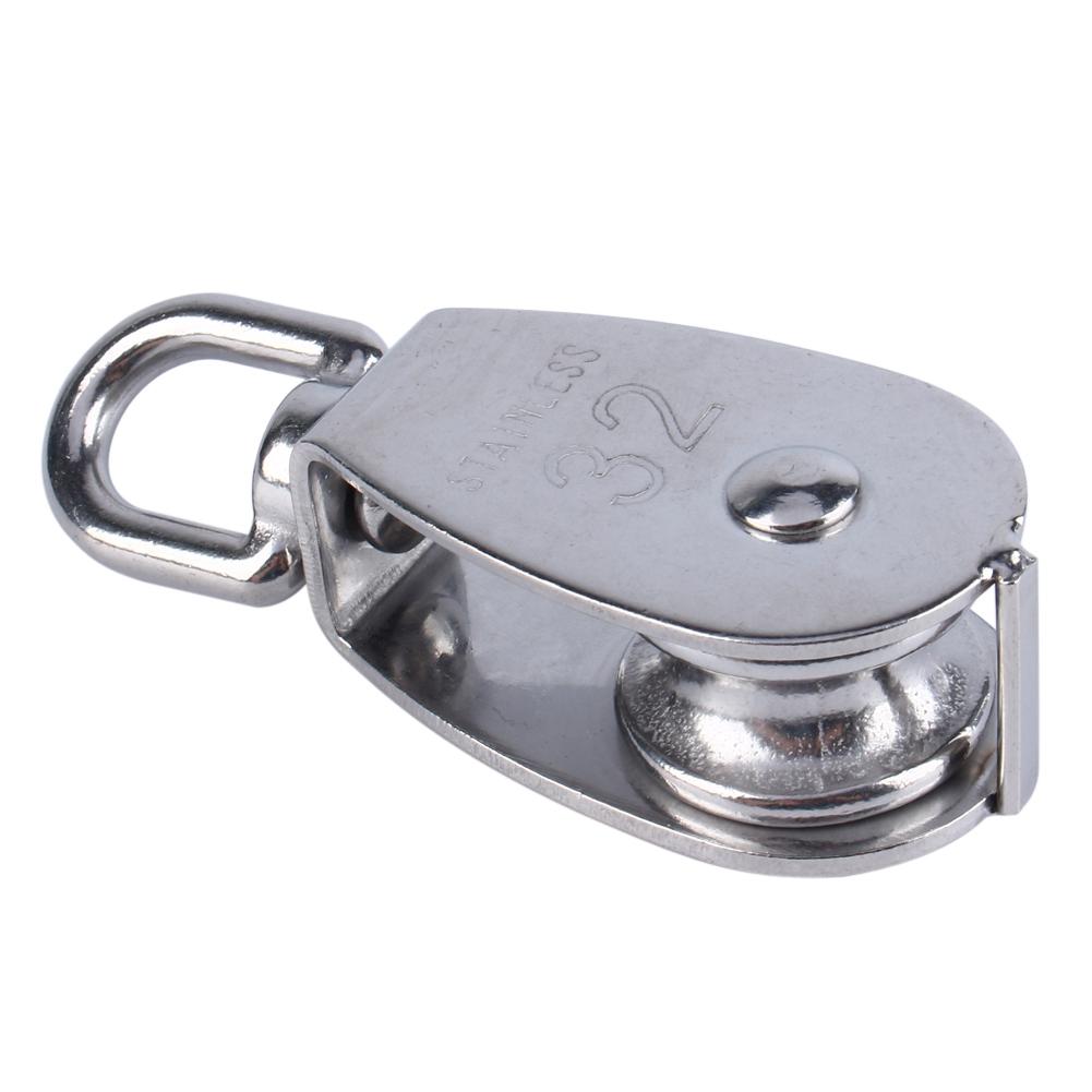 304 Stainless Steel Single Wheel Swivel Pulley Block Lifting Rope M32