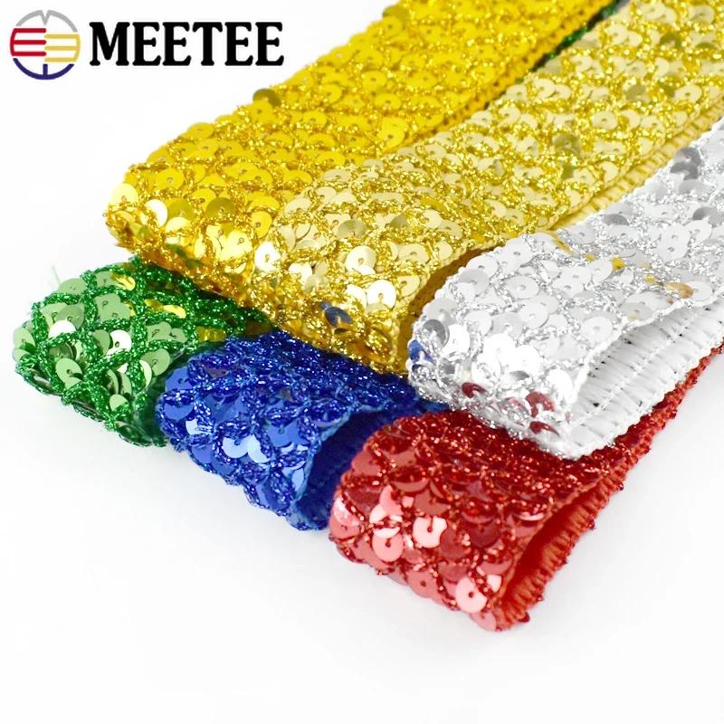 2/5/10M Sequin Lace Braided Band Decoration Ribbon for Clothes Not Elastic Trim Cosplay Dance Dress Wedding Sewing Accessories