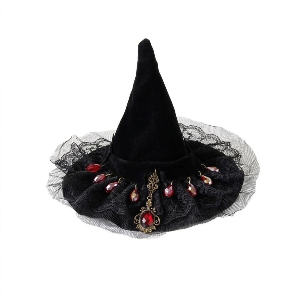 Mesh Halloween Hair Clip Flower Witch Hairpins Headpiece Witch Hat Hair Clip  Costume Party