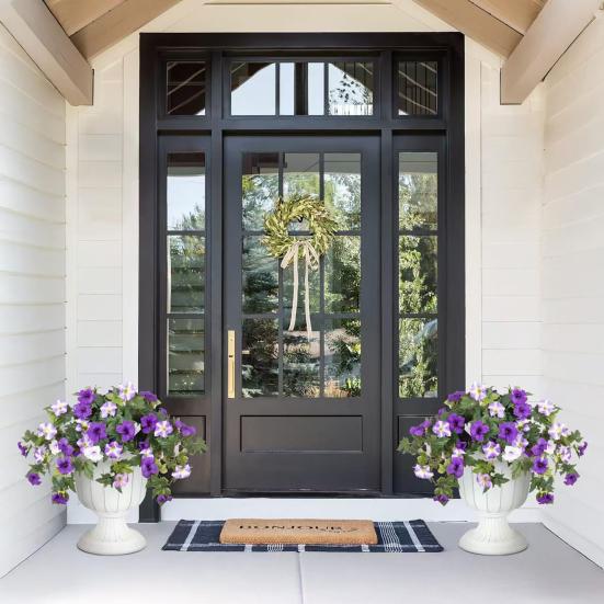 Искусственные цветы Morning Glory, устойчивые к ультрафиолетовому излучению, реалистичные искусственные шелковые цветы для украшения дома и улицы, подвесная корзина для оконного ящика