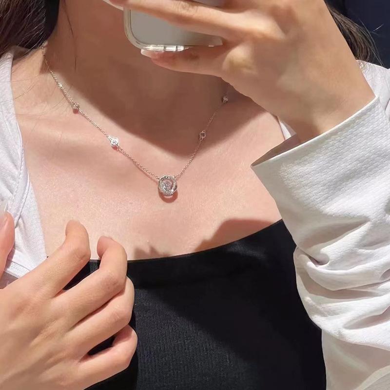 Heart Necklace S925 Silver Necklace Women's Clavicle Chain