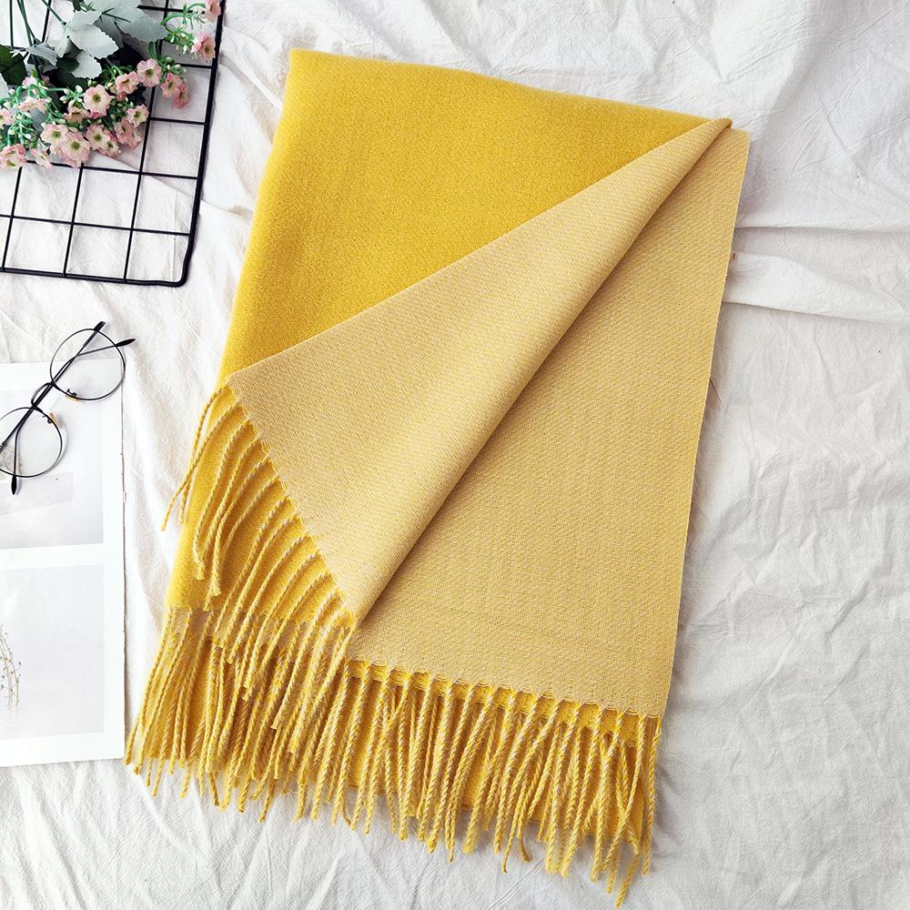 Thickened Solid Color Double Sided Imitation Cashmere Scarf Autumn and Winter Atmosphere Women's High End Versatile Men's Scarf Warm Shawl