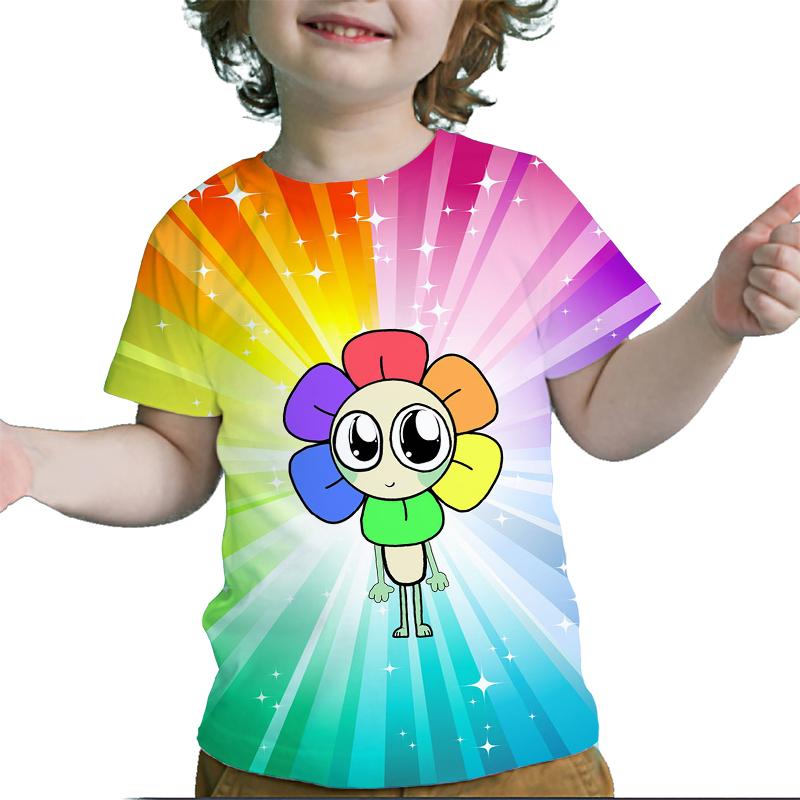 Футболка Dandy's World Детская одежда для девочек Kawaii Футболки для малышей Детская одежда Летние футболки с коротким рукавом для мальчиков с мультяшным принтом