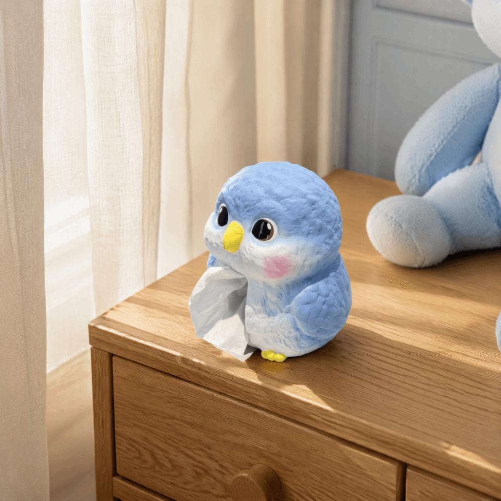 Creative Design Decorative Napkin Dispenser Cartoon Blue Bird Ceramic Tissue Holder Bedroom Use
