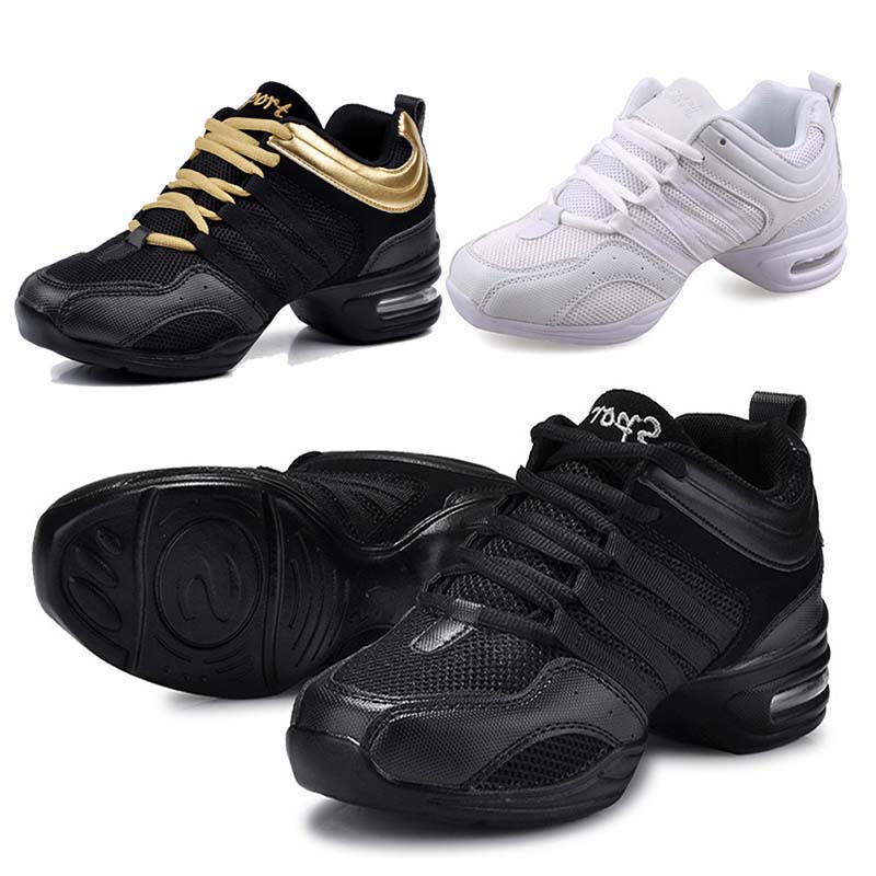 Jazz Shoes Women's Zumba Shoes Jazz Dance Shoes Dance Trainers Modern Mesh Split Sole Lace Up Air Cushion Shoes Sporty Fitness Hiking Shoes Size 34-43