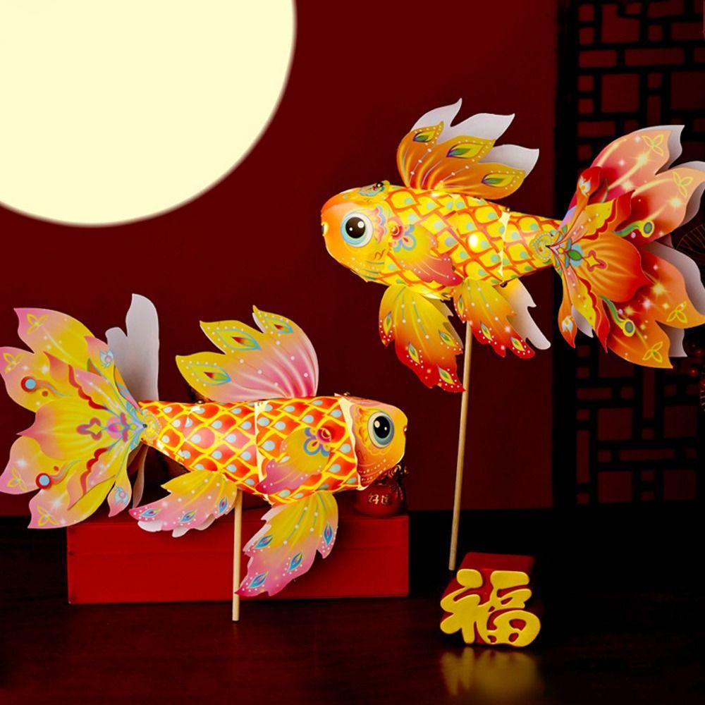 Ancient Style Handheld Fish Lantern Luminous Goldfish Light  Festival Decoration
