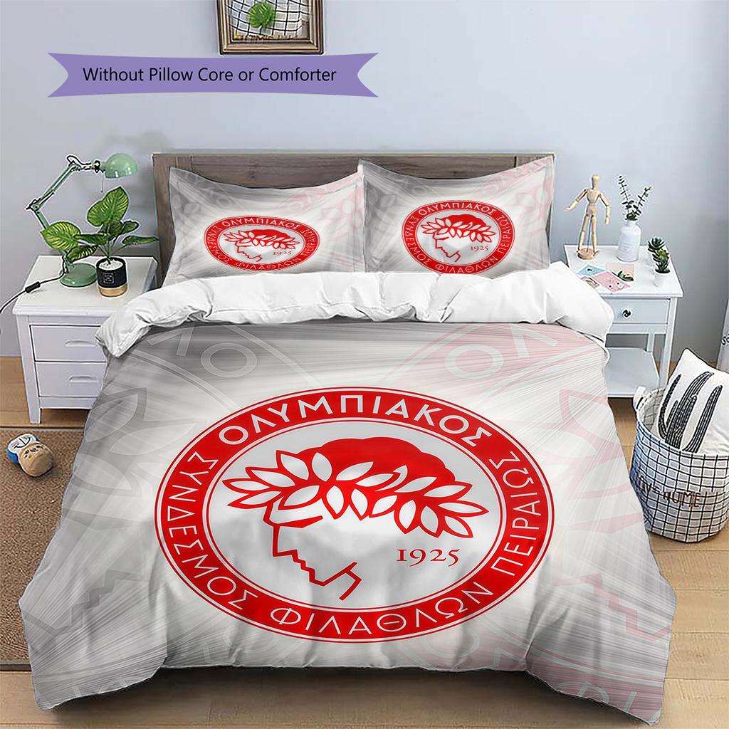 Olympiacos F.C.2 Pattern Bedding Quilt Set Home Decoration Gift (1 * duvet cover + 2 * pillowcase without core)