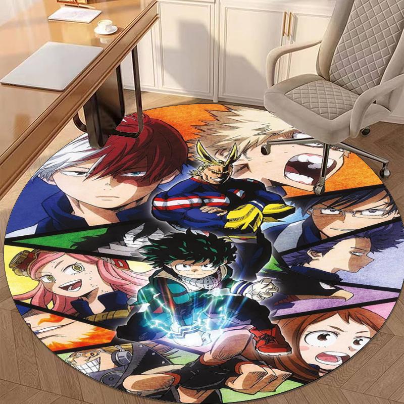 Круглый ковер с принтом My Hero Academia, коврик для стула, ковер для гостиной, коврик для прихожей, коврик для входной двери, для офисного стула, гостиной, спальни, кухни.