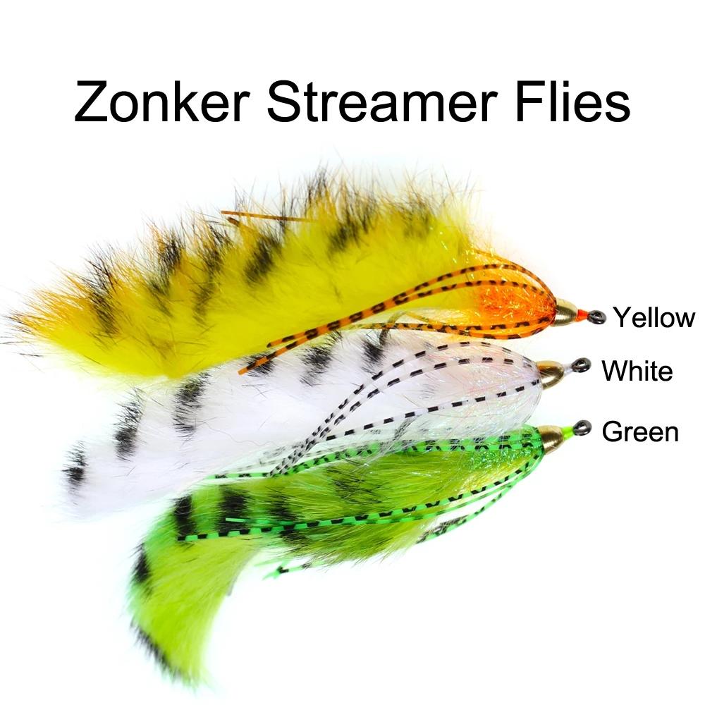 Приманка Bimoo из латуни с конусной головкой Zonker Fly, оранжевая, белая, желтая, стримерная приманка для ловли форели, окуня, щуки