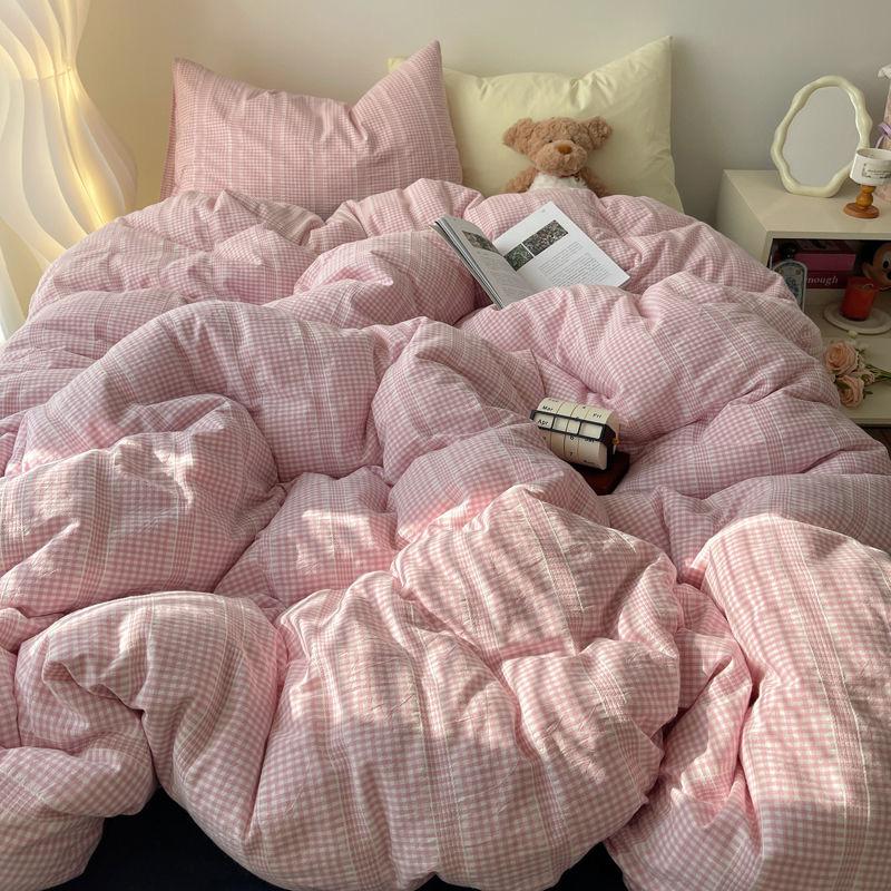 Комплект постельного белья в полоску INS Nordic Girls Мягкая простыня из стираного хлопка Queen King Size Комплект постельного белья Комплект наволочек Постельное белье