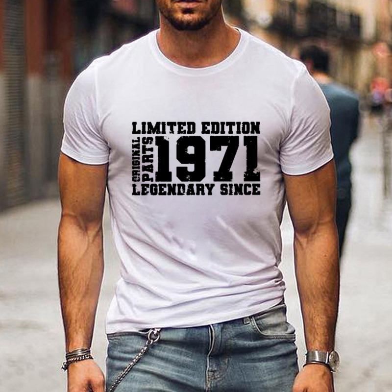 "LIMITED 1971 EDITION" Повседневная футболка с круглым вырезом и коротким рукавом для мужчин, быстросохнущая, удобная, повседневная летняя футболка с буквенным принтом