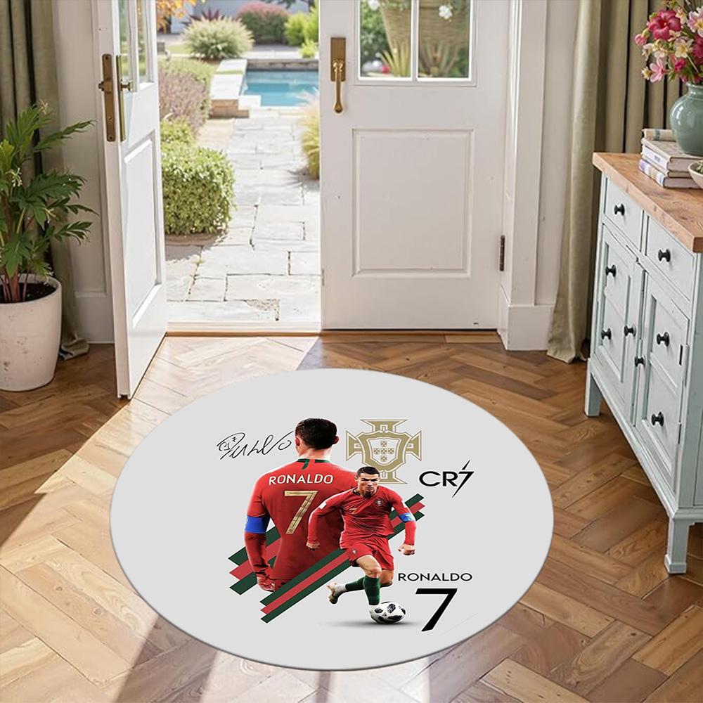 Cristiano Ronaldo Round Carpet Suitable for Kitchen Dining Room Game Room Balcony Anti-slip Round Rug Office home decor