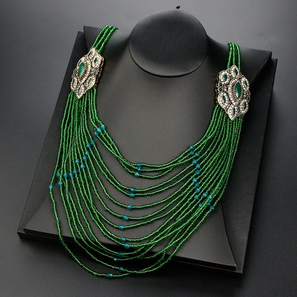 Элегантное длинное ожерелье из бусин, марокканский кафтан, бижутерия, этнические свадебные украшения, турецкое многослойное ожерелье из бисера