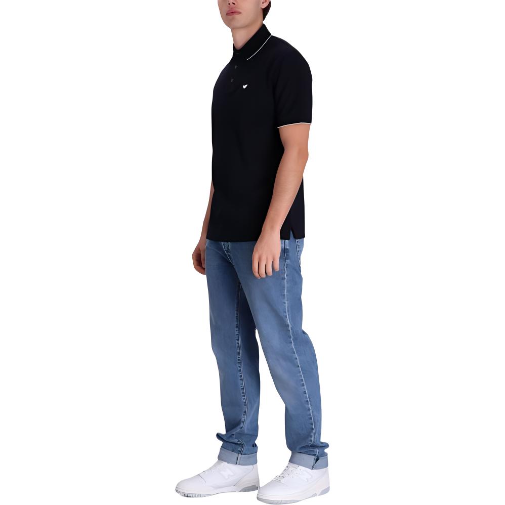 Emporio Armani Мужская футболка-поло с коротким рукавом и вышивкой логотипа, однотонная, SS23, синяя 3R1F70-1JTKZ-09I8