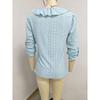 New Women's Long Sleeve V-Neck Ruffle Solid Color Elegant Slim Fit Versatile Top, European & American Style