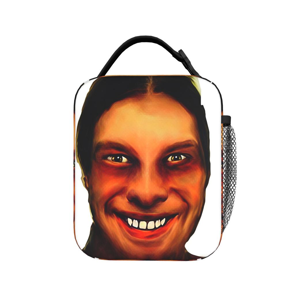Сумка-ланчбокс Aphex Twin Для пикника на природе Ланч-бокс для взрослых С винтажным принтом Термосумка-ланчбокс Водонепроницаемая Удобная сумка-холодильник